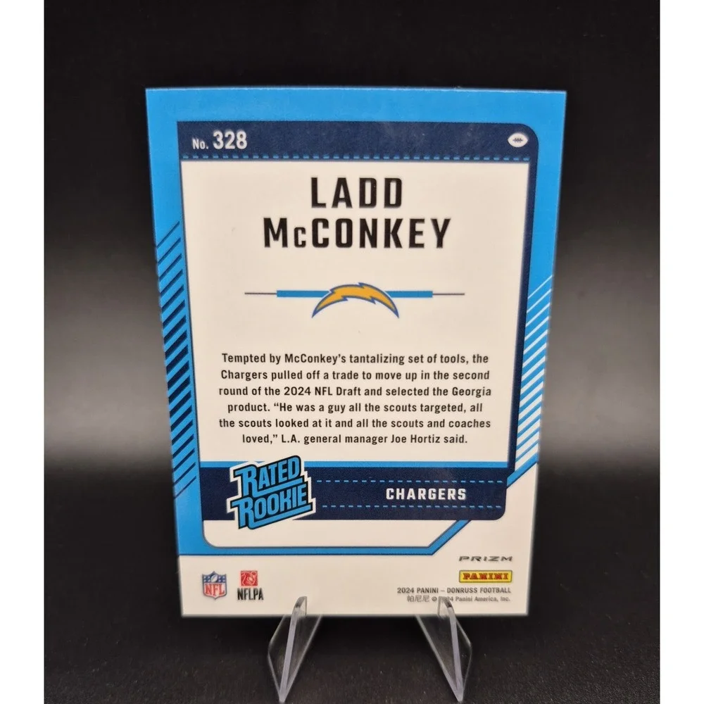 2024 Panini Donruss Rated Rookie Ladd McConkey #328 Red Pandora Prizm (RC)